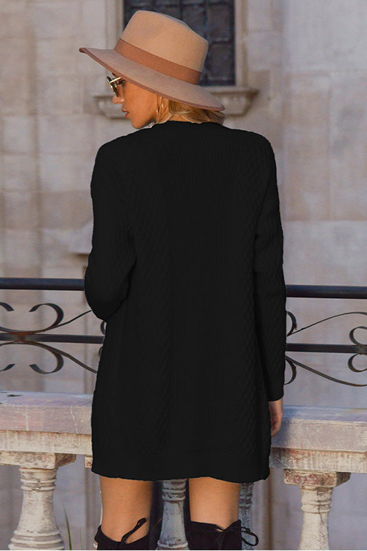 Black Essnce Dual Drop Shoulder Open Front Cardigan