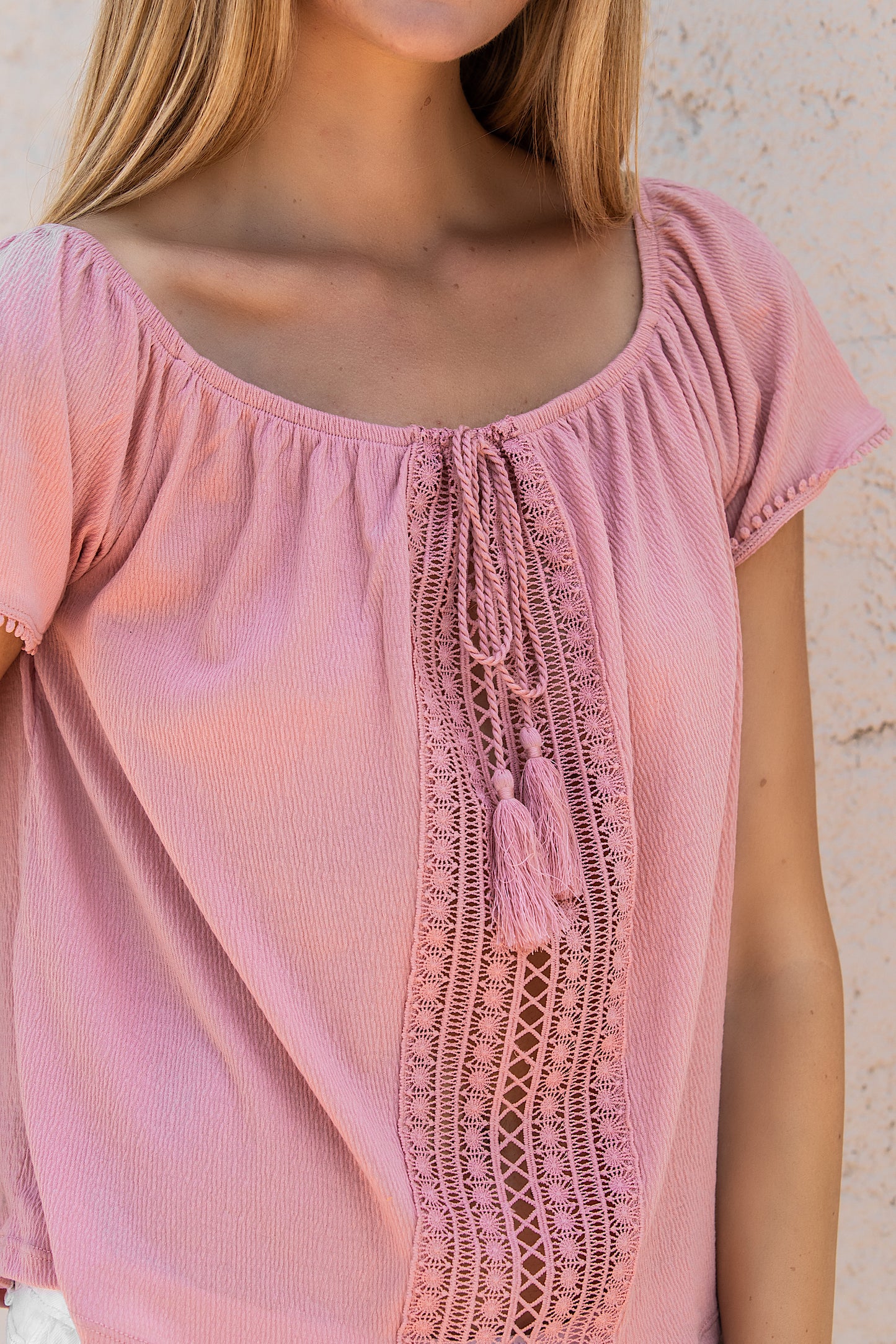 Pink Verona Blouse with Tassel