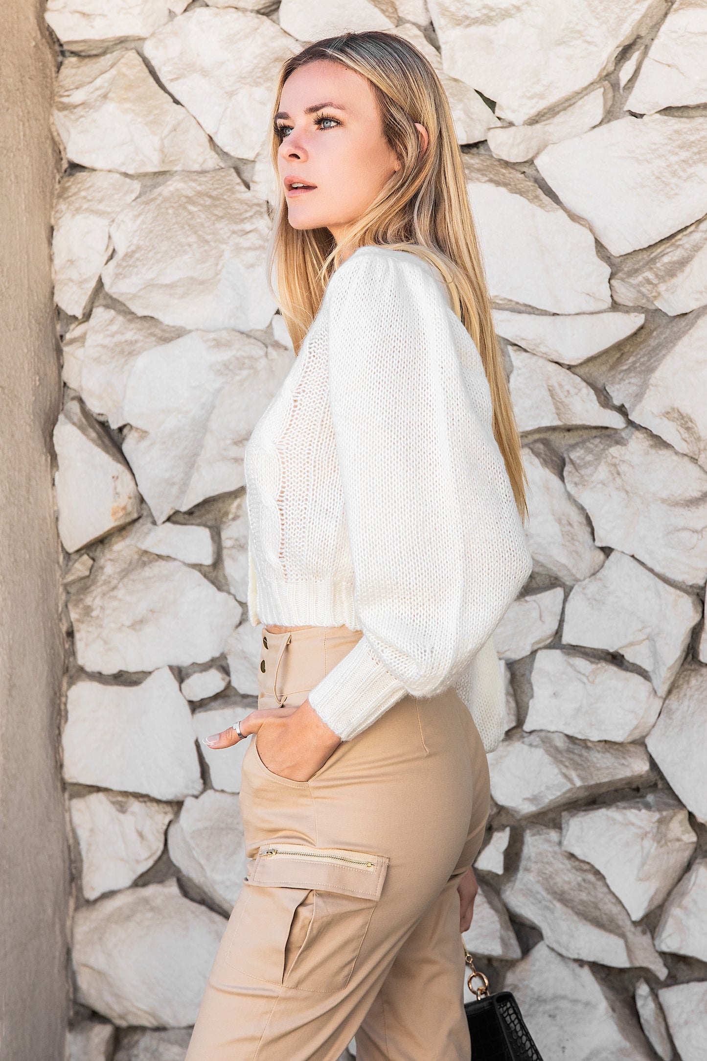 White Button Front Chunky Cardigan