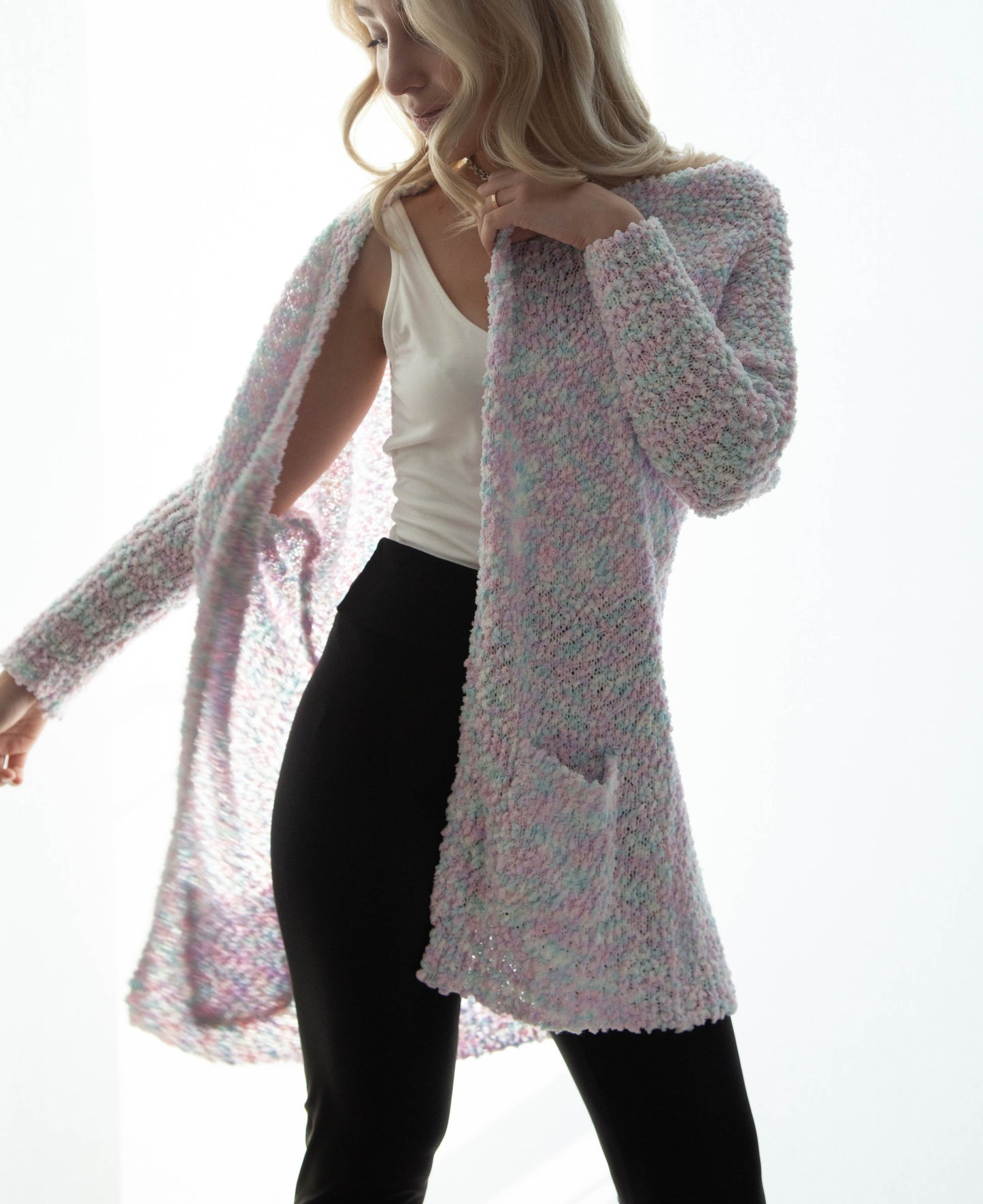 Candy Chunky Knit Open Cardigan With Pockets