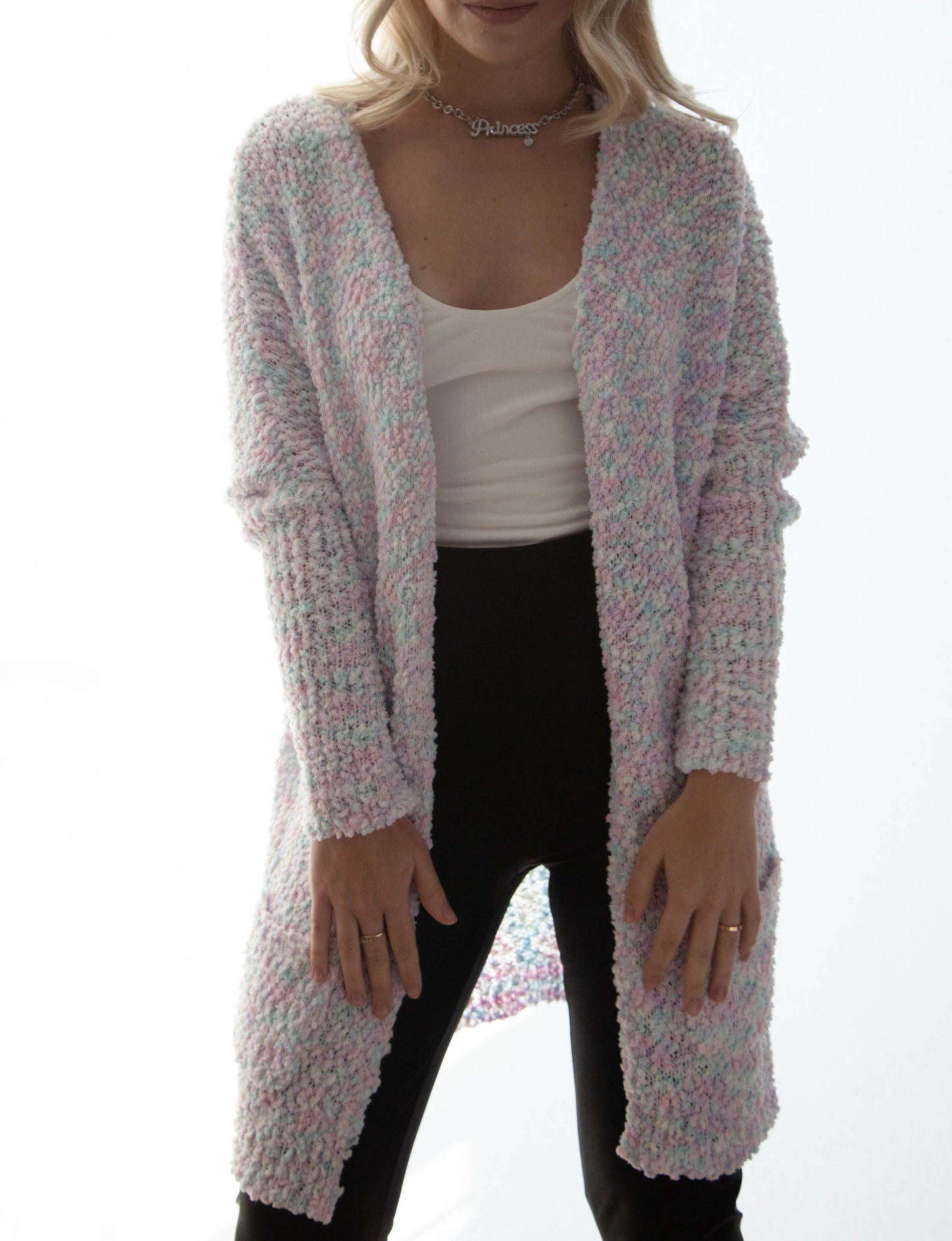 Candy Chunky Knit Open Cardigan With Pockets