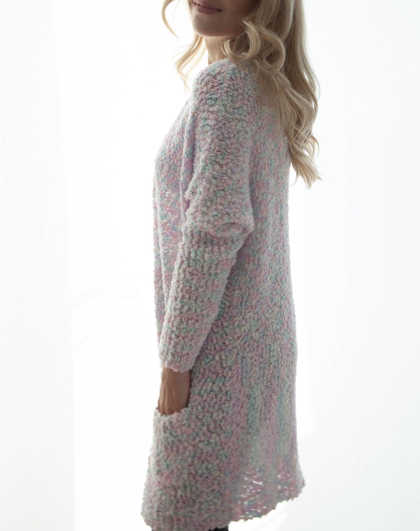 Candy Chunky Knit Open Cardigan With Pockets