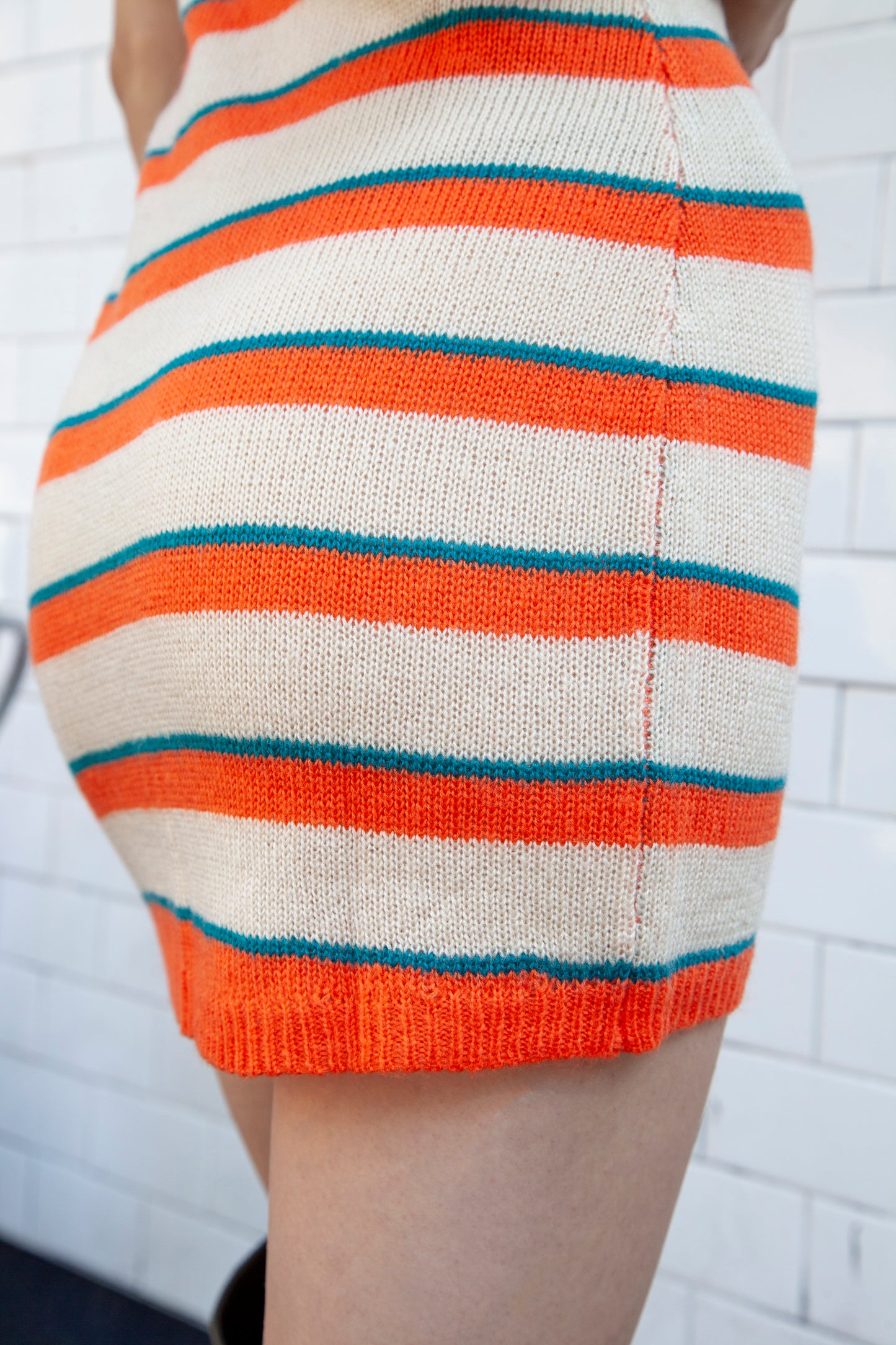 Orange Striped Sleeveless Dress