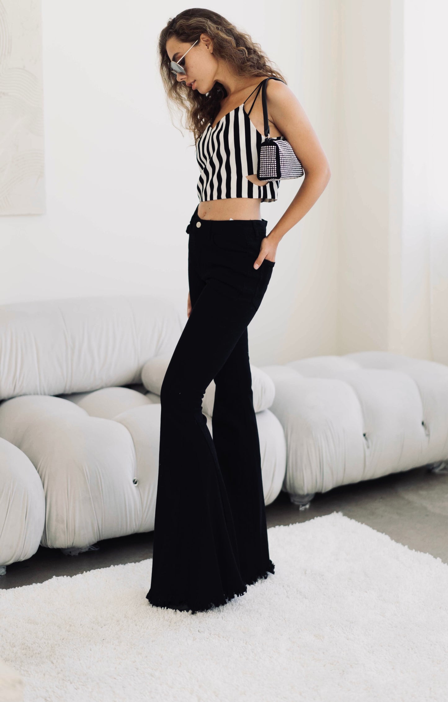 Black High Rise Flare Jeans