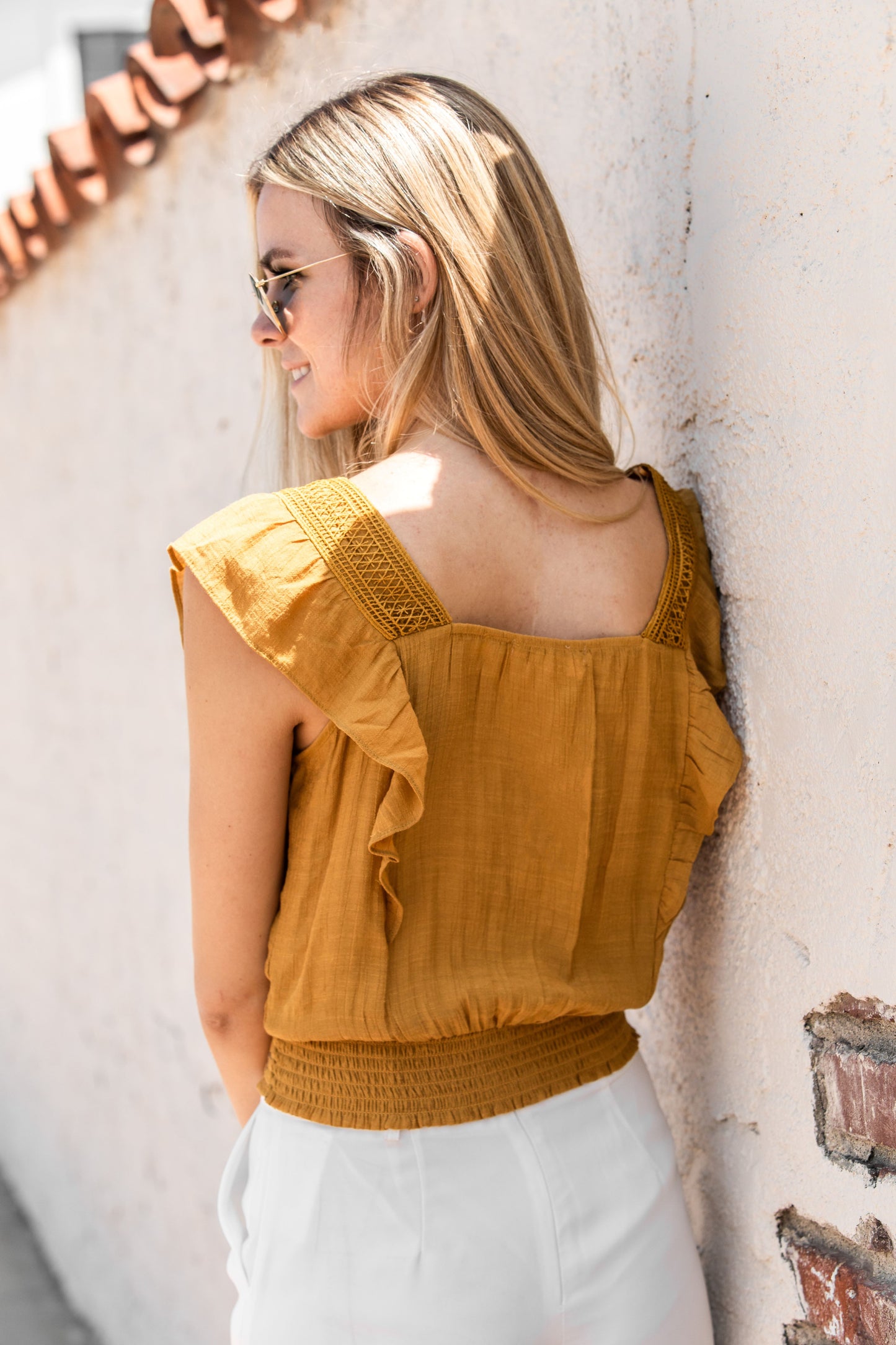 Tumeric Boxy Neckline Resort Top