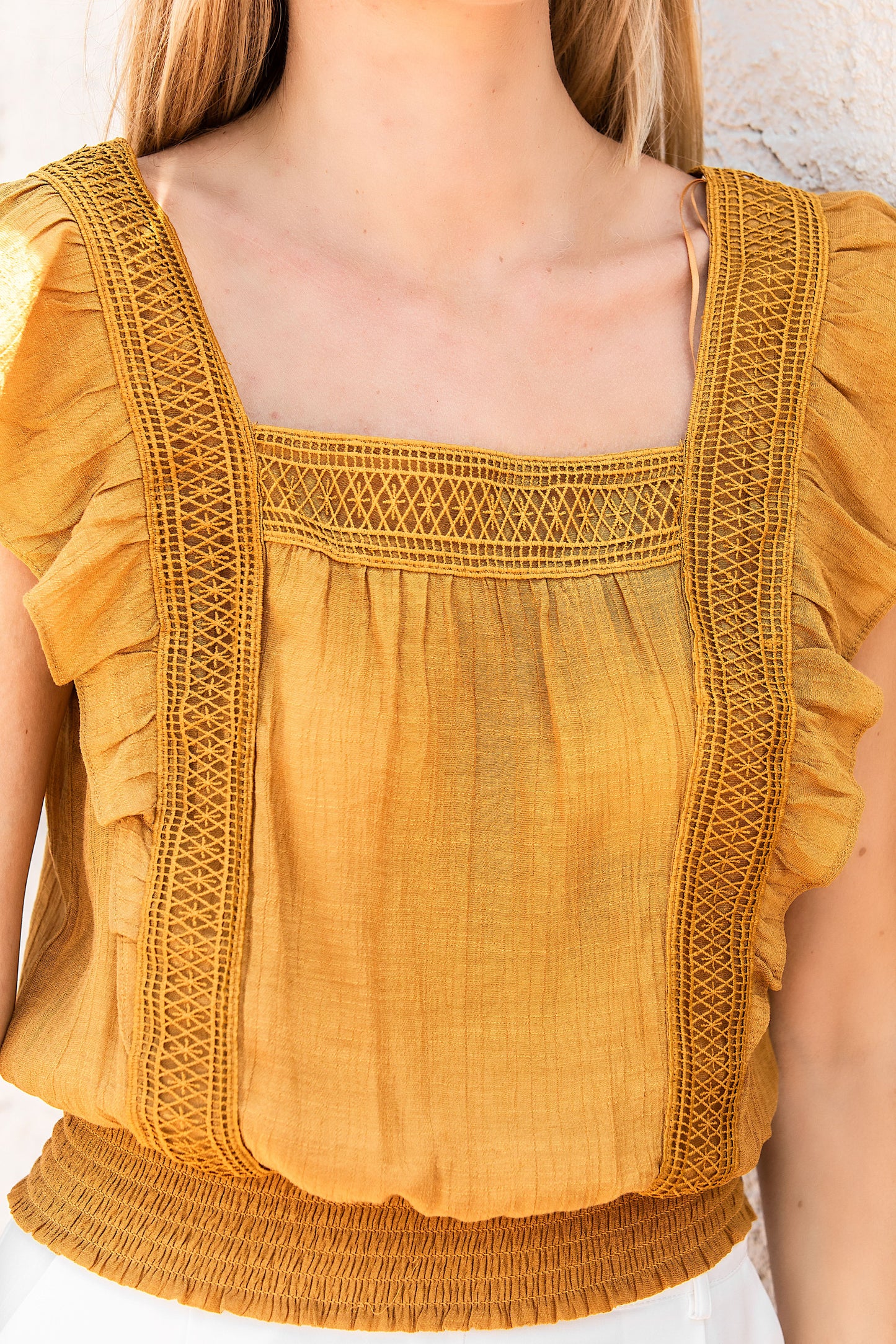 Tumeric Boxy Neckline Resort Top