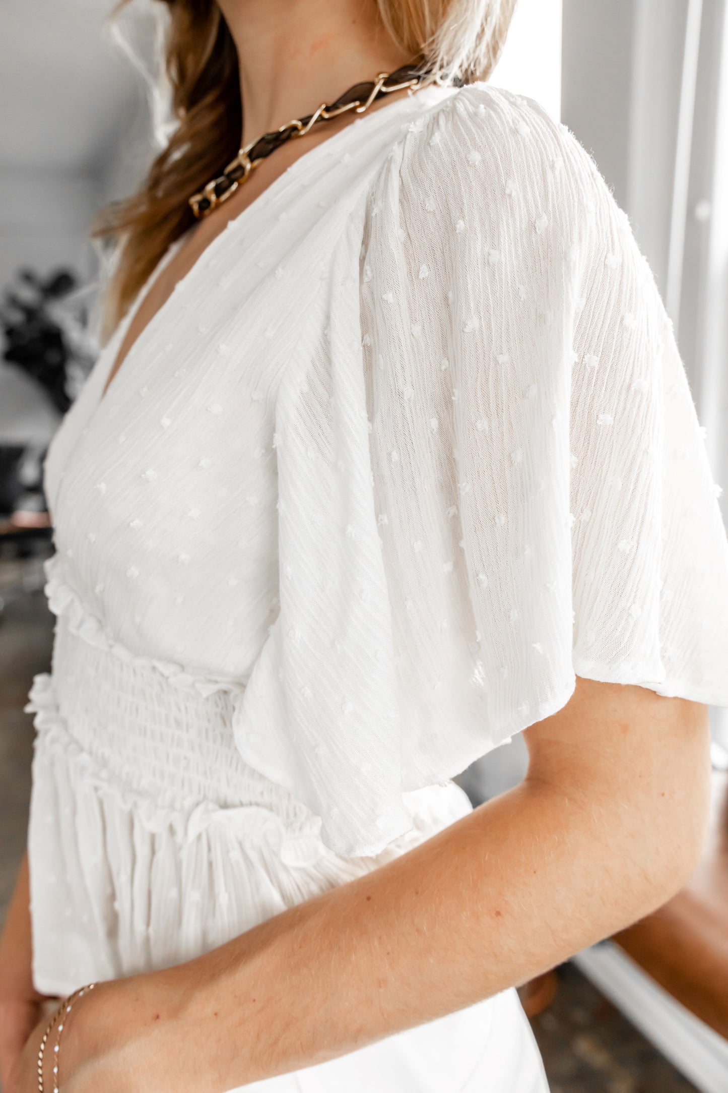White Parker Ruffled Blouse