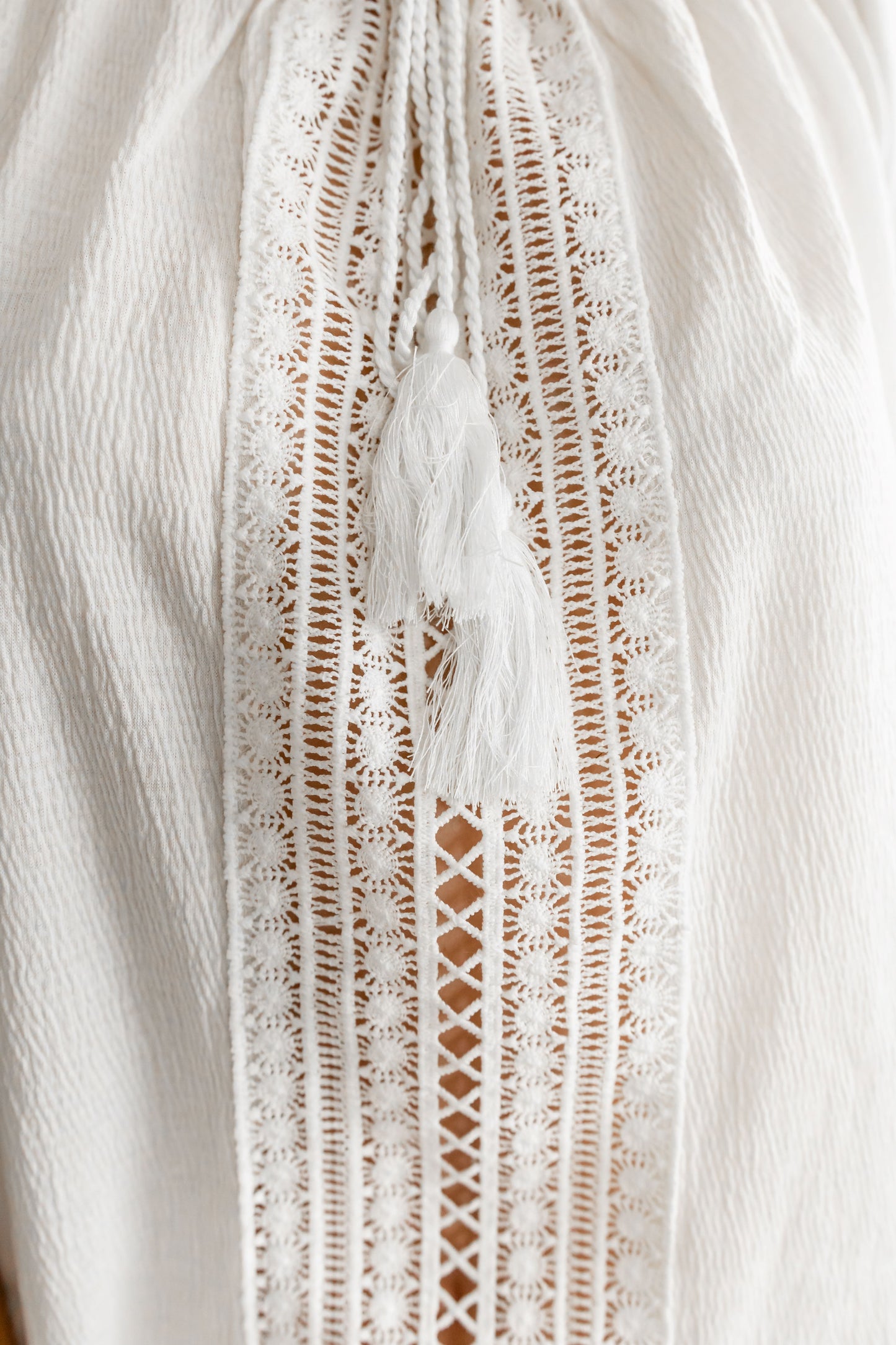 White Verona Blouse with Tassel