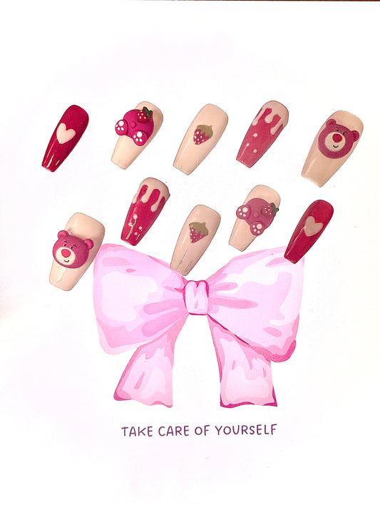 100% Handmade Press on Nails- Lotso (Medium Length)