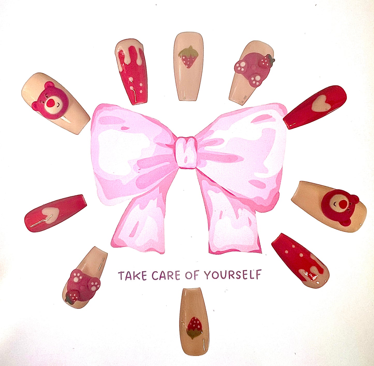 100% Handmade Press on Nails- Lotso (Medium Length)