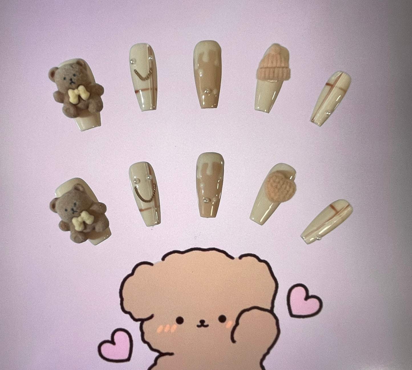 100% Handmade Press on Nails- 3D Bears