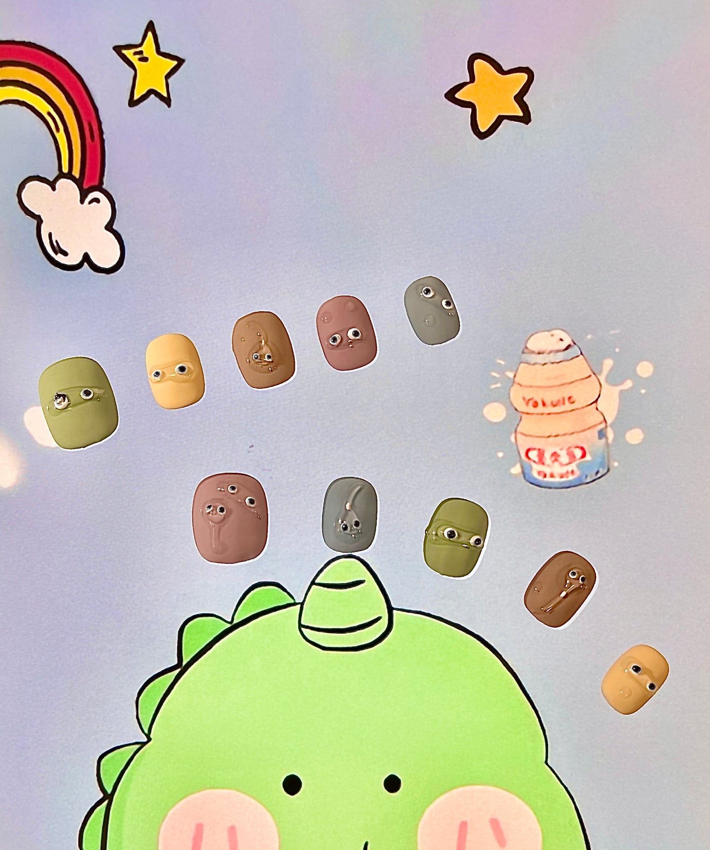 100% Handmade Press on Nails- LOLO( short shapes)