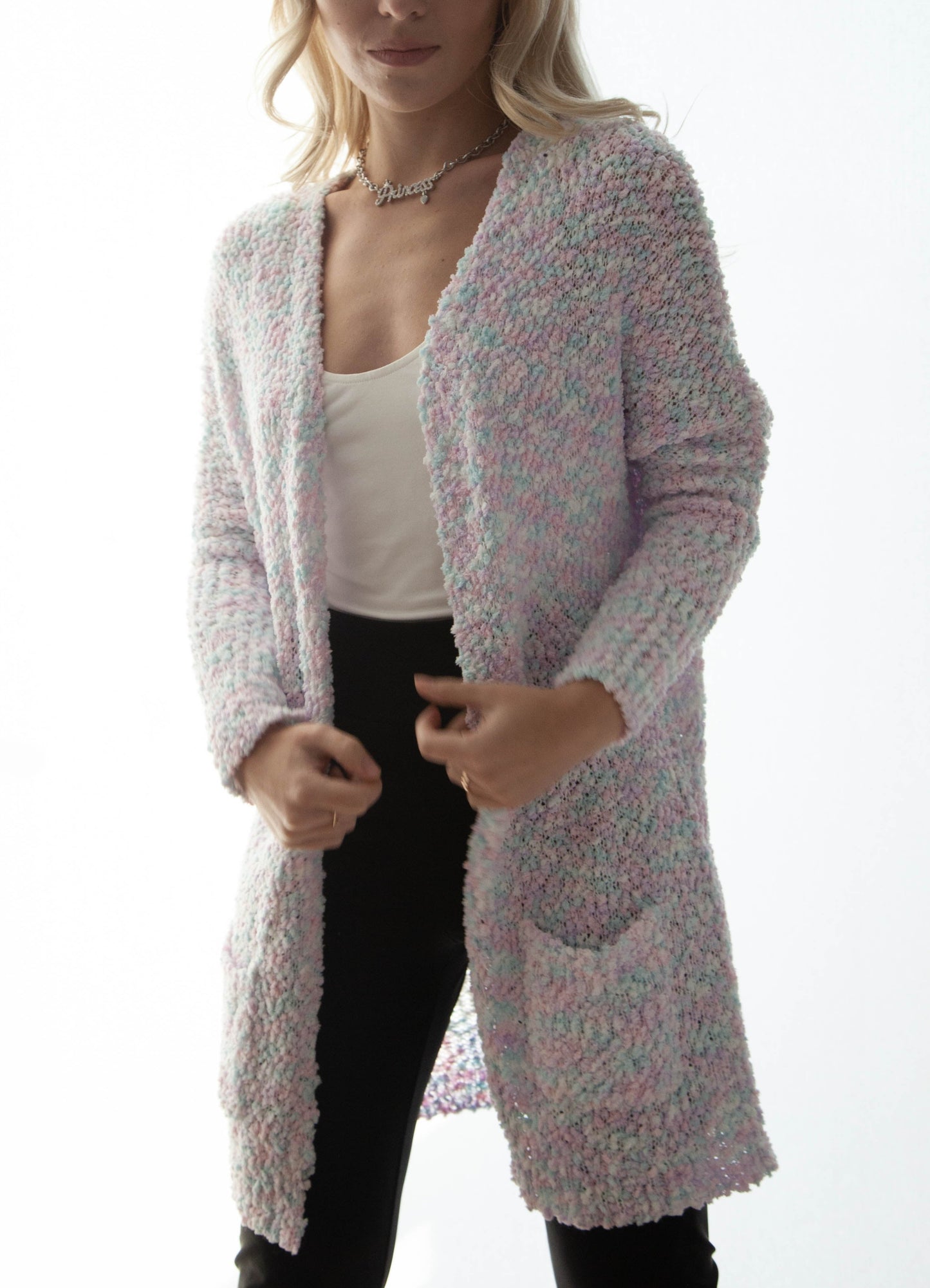 Candy Chunky Knit Open Cardigan With Pockets